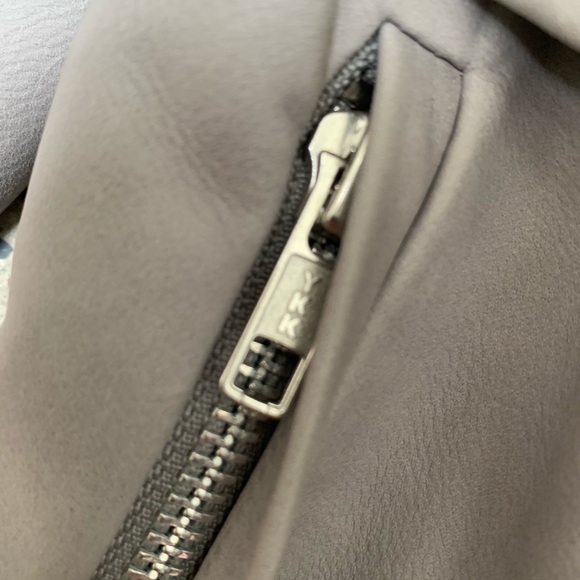 Helmet Lang Dove Gray Leather Jacket Moto Boho - Picture 5 of 6